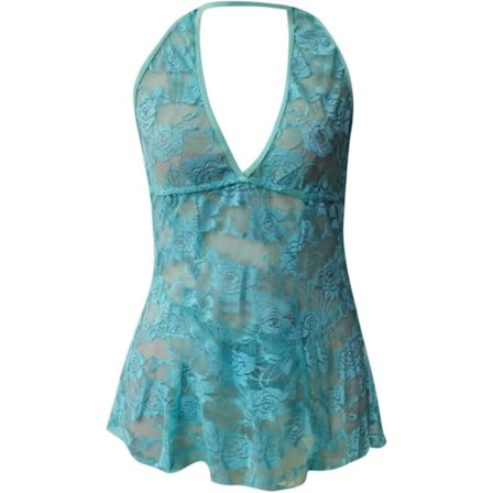 Sexet lingeri kjole til kvinder erotisk babydoll halterneck blonde slynge kjole sexet natkjole