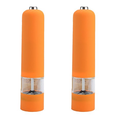 Elektrisk havssalt- och pepparkvarn och set, batteridriven med ljus och justerbar, paket med 2