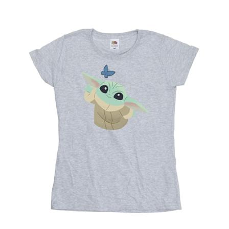 Star Wars Dam/Kvinnor The Mandalorian Butterfly Catching Cott Sports Grey XXL