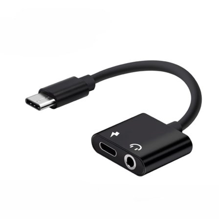Type-C-adapter Aux-lydadapter USB-C till 3,5 mm hörlursuttag Adapter Svart