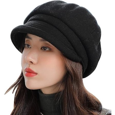 Naisten baretti Pehmeä lippalakki Vintage Newsboy Octagonal Beanie Hat Visor Syksy (56-58cm)