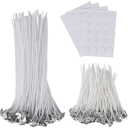 Ljustillverkningssats förvaxade vekar med centreringsanordning dubbelsidiga veke-klistermärken för DIY-ljus