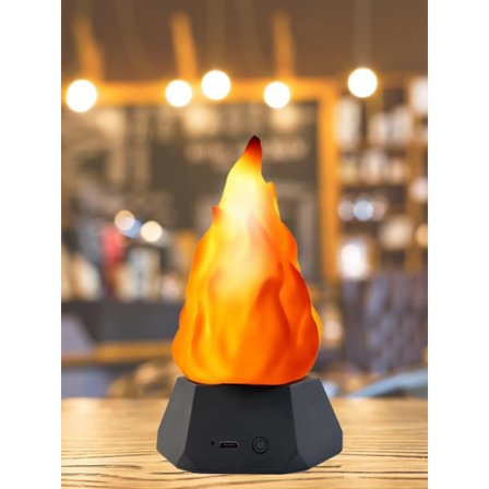 Falsk Flamme Lampe, 3D Oppladbar Reise Nattlampe med Koselig Belysning, 3-Modus LED Falsk Peislys for Leilighet Terrasse Dekor Utendørs Camping Dekor