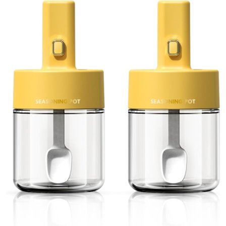 Lasinen Maustepurkki Lusikalla - 2 kpl Maustepurkki Kansi ja Sisäänvedettävä Lusikka, Maustesarjat Suola Sokeri P