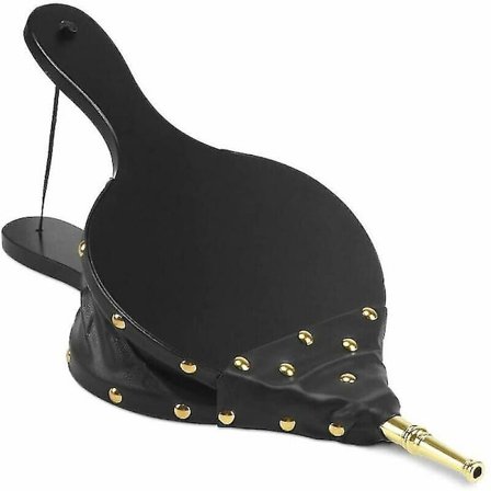 Træblæsebælg, manuel luftblæser til grill, pejs og camping sort 40x 18cmlo-ron