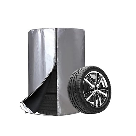 Dækovertræk - Dækken - Til 4 Dæk - Til Opbevaring af Vinterdæk og Sommerdæk - Sølvbelagt 420D Oxford - 65 x 90 cm