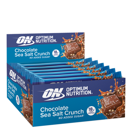 Proteinbars Optimum Nutrition 12 x Optimum Proteinbarer 55-59 g, Chocolate Sea Salt Crunch - Bodyman.dk