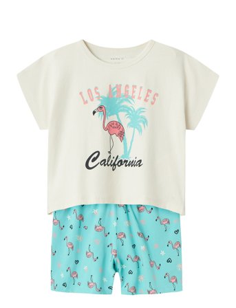 name it | Nkfnightset Cap Pool Blue Flamingo Noos | 122/128