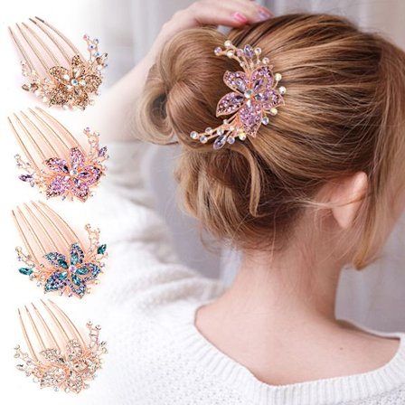 Bröllop Diamante Kristall hår kamnålar Clips Brudtillbehör - stock