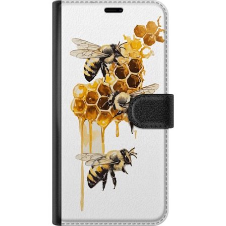 Motorola Moto G24 Tegnebogsetui Bi og honningkager, naturligt inspireret design i gyldne nuancer, varm følelse af sommerblomster og liv