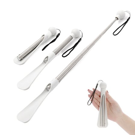 Skohorn med langt håndtag, foldbart rejseskohorn, egnet til ældre, gravide kvinder og personer med rygproblemer