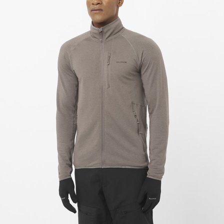 Salomon - Pánské - Pánská bunda střední vrstvy s celorozepínacím zipem Essential Lightwarm - Iron