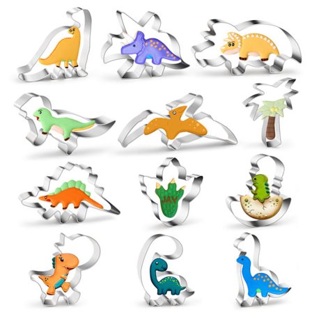Kageudstikkersæt i rustfrit stål med dyremotiver - 12 stk. bageforme til gør-det-selv-småkager og kager | Dyreformede bageværktøjer til bagning og