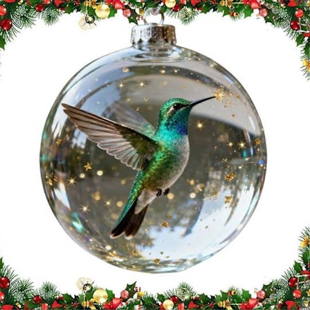 Naturens Fugle Krystalglas Ornament Gaveæske, 2026 Søde Fugle Juleglas Kuglekollektion, Juletræsornamenter med 3D Fugle Natur Krystal