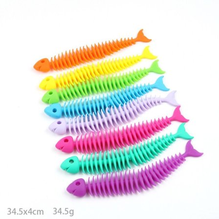 Silikon Fish Bone Fidget Toys Stretch Fish Bone Squeeze Ghost Toy för barn