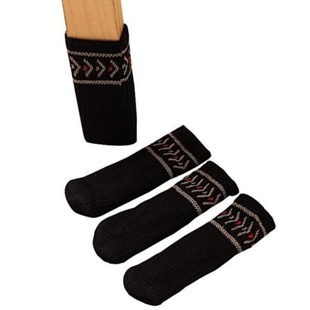 Stoleben Sorte Sokker Bordben Fødder Sokker Betræk Møbelhætter Strikkede Stoleben Sokker Møbler Bord Gulvbeskyttelse (8)