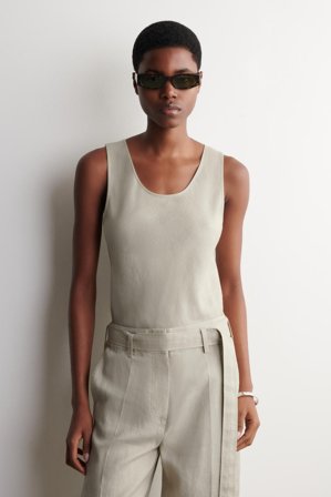 COS Women's Linen Tank Top in Beige