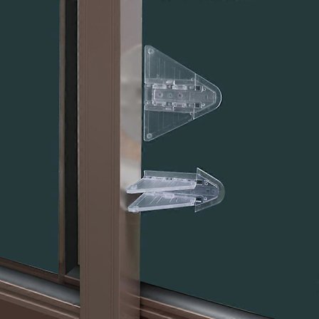 4-pack Barnsäkerhetslås för Skjutdörrar - Garderober, Glasdörrar, Uteplats, Fönsterlås, Enkel Installation Utan Borrning, Transparent.