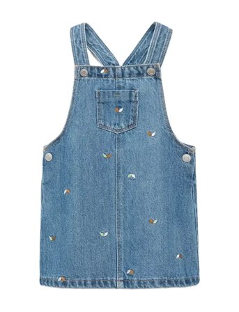 Mango | Embroidered Denim Pinafore Dress | 2-3