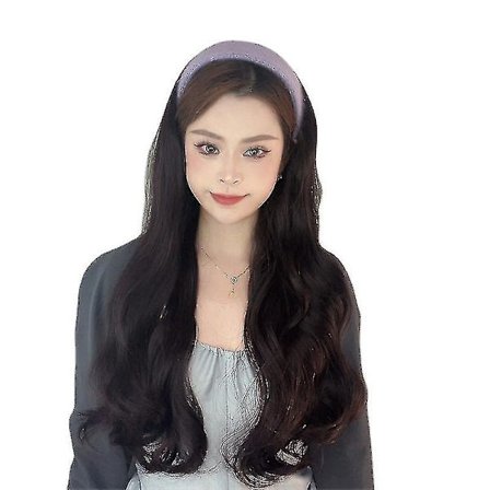 Hårbandspärduk Kvinnor Långt Lockigt Hår Imitation Mänskligt Hår Siden