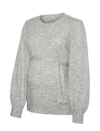 Mlnewanne L/S Knit Top A. Pullover Grå Mamalicious*Betinget Tilbud