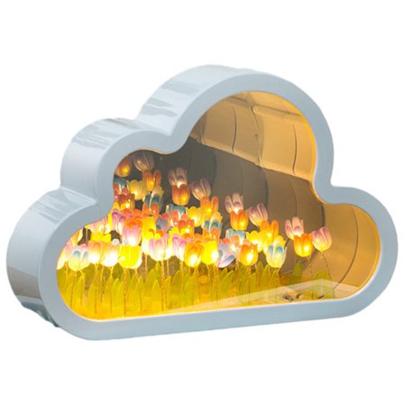 Mode molnformade tulpaner Spegel Nattljus Flerfunktionssnygg skrivbordslampa för studier Skrivbord Hem