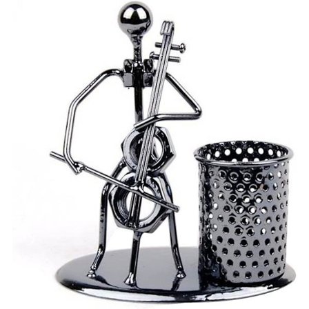 Kynäpidike, Kynäkuppi, Rauta Taide Musiikkihahmo~Kotitoimiston Työpöydän Koristelahja (c72 Cello)