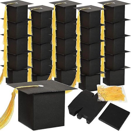 50 stk. konfirmasjonsdekorasjoner, konfirmasjonsgodteriboks, DIY-konfirmasjonshattboks, kompatibel med konfirmasjonsgave, konfirmasjonsgave