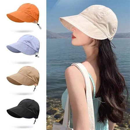 Baseballcaps Dame Solhatt Utendørs Bred Skygge UV-beskyttelse Sammenleggbar Hestehale Mesh Sommer Visir Caps eller Hage Strand Reise