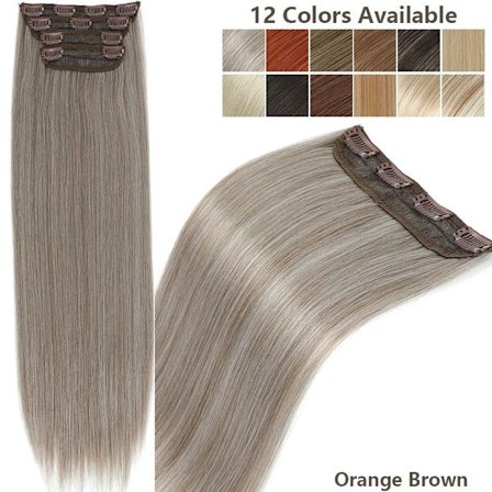 220g 24 tuumaa Ginger Orange Clip In suorat hiuspidennykset Ombre Blond 27/613# 4kpl/pakkaus lämmönkestävät ruskeat synteettiset hiukset