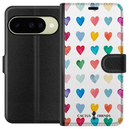 Kompatibelt Lommeboketui til Google Google Pixel 10 Cactus and Friends - Watercolor Love Grid