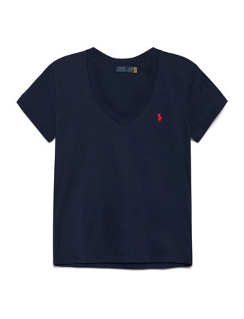 Polo Ralph Lauren Cotton Jersey V-Neck Tee - Navy - L
