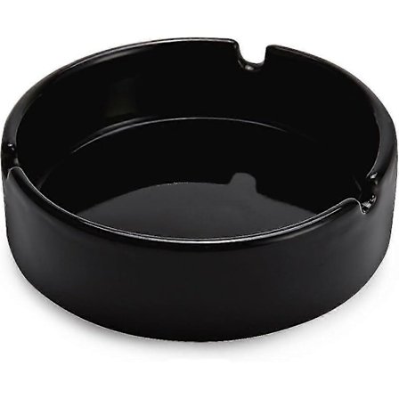 Keramisk askebæger til mænd og kvinder - Blank sort, udendørs indendørs, bordaskebæger til hjemmekontor dekoration