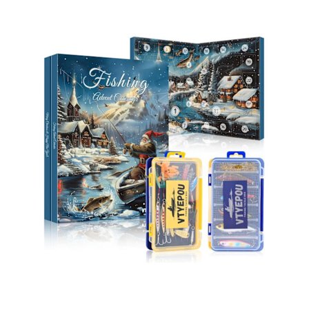 Fiskekalender, 24-dagers overraskelsesjulegave til fiskere Kalender Kreative fiskeentusiaster Julegavesett