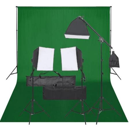 Vidaxl Fotostudio Med Lampor Och Bakgrund Svart
