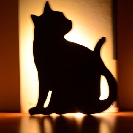 LED-ljusstyrning Ljudstyrning Nattljus Silhuettljus Skuggljus Katt Vägglampa Svart batteri (Bakom katt)