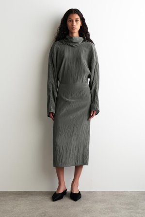 COS Women's Crinkled-Satin Mini Dress in Grey