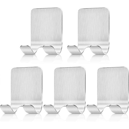 5 stk. barbermaskineholderkrog, multifunktionel krog selvklæbende rustfrit stål til brusebad barbermaskine stik nøgler køkkenredskaber håndklæde 