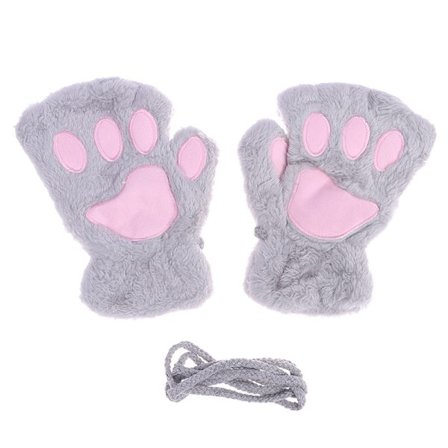 e Cat Paw Fingerløse Handsker Varm Blød Plys Fingerløs Handske