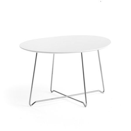 Sofatisch IRIS, asymmetrisch, 870 x 670 x 510 mm, Chrom/Eiche weiß