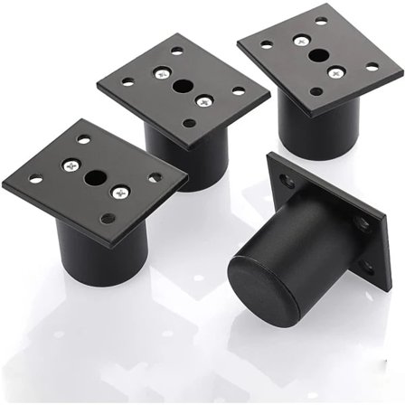 4 Justerbare møbelben/sengebeinforhøyere (Svart, 50 mm høye)