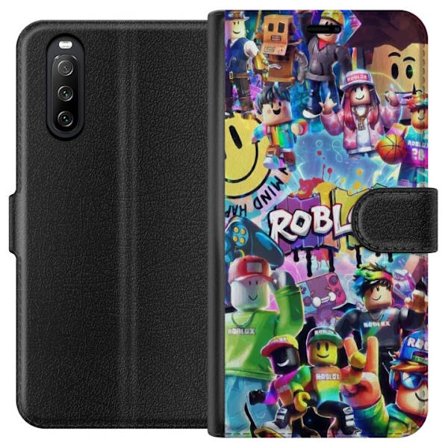 Yhteensopiva Lompakkokotelo Sony Sony Xperia 10 III Suuri värikäs Roblox-maailma monilla hahmoilla, energinen pelikuvaus täydellinen lastenhuoneisi