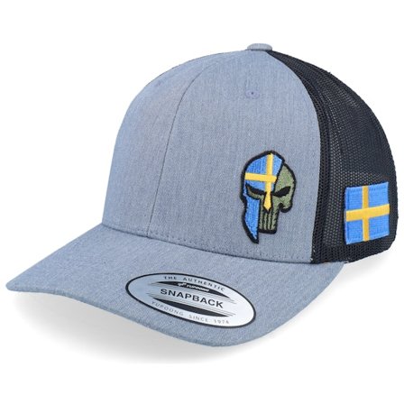 Army Head - Grey - trucker - Cap - Sverige Sweden Color Army Skull Heather Grey/Black Trucker - Hatstore