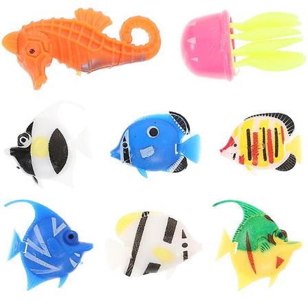 8 stk Simulerte Fiskepynt Akvarium Fiskepynt Flytende Falske Fiskemodell 5,5X4X1,2CM 5.5X4X1.2CM