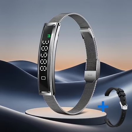 Elegant smartklokke i rustfritt stål, treningsarmbånd med skritteller – perfekt gave