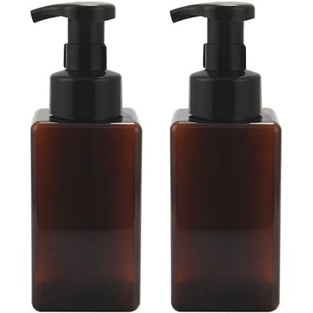 2-pack skumdispenser 15 oz påfyllningsbar plast handvätska tom plastpumpflaska - brun 450 ml