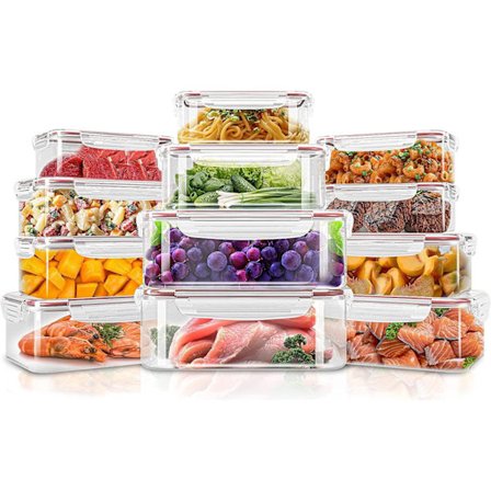 24-pack Fräscha Matlådor med Lock (12 Behållare, 12 Lock) Pantry Lunchbox