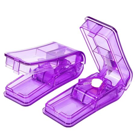 PilleeskerTablettdelere for små og store tabletter Pilledeler med tablettåpning (lilla)