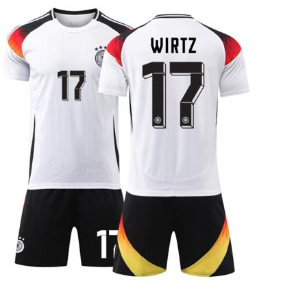 2024 UEFA EM Wirtz Barn Fotbollströja Kit Tyskland Hemma Nr.17 Home Black 26