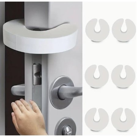 6-pack - Dörrstopp för barn/klämskydd - Barnsäkerhet & husdjur tillåtna, vit